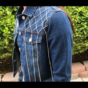 Rhinestone Fringe Denim jacket